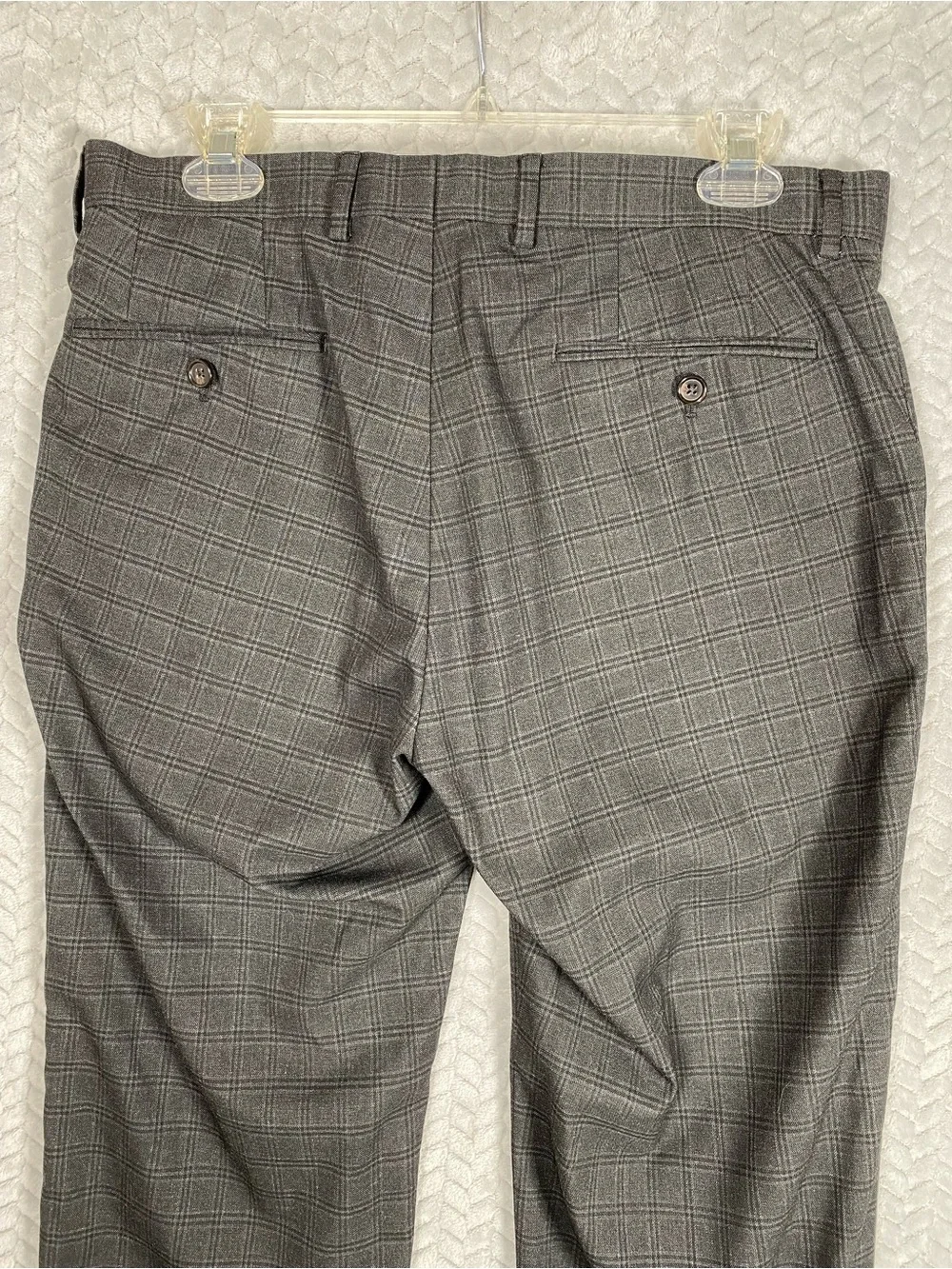 Polo Ralph Lauren Mens 32x30 Charcoal Gray Plaid Dress Pants Flat Front Slacks
